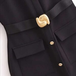 Missy Missi Ladies Midi Dress Ruffle Hem with Lantern Sleeves Black Large