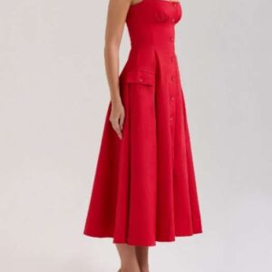 Women's Green Draped Bodycon Dress with Gold Shoulder Detail, Size M. Sold by Exact