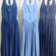 Missy Missi Ladies Backlace Criss Cross Sleeveless Dress Blue Small