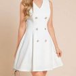 Missy Missi Ladies Drop Waist Dress with Criss Cross Tie Back White Medium